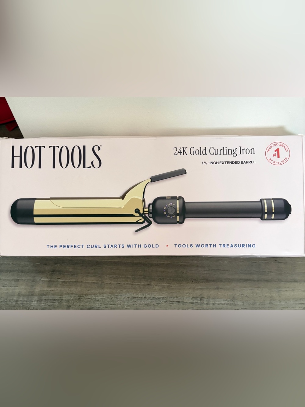 Hot Tools 24K Gold 1 1-2” Extended Barrel Curling Iron - auto shut off